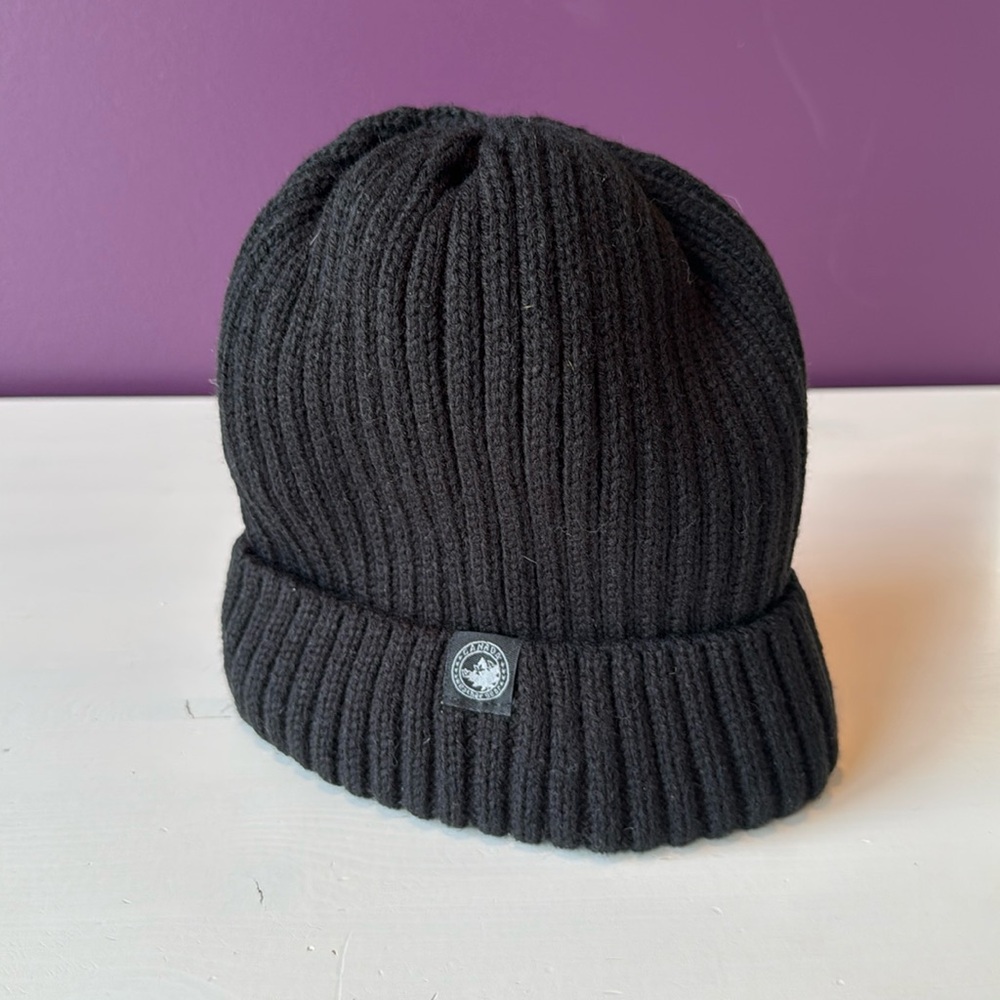 Black Canada Weather Gear Knit Hat - fur lined